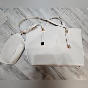 Anne Klein Cream Shoulder Bag with Wristlet Wallet Purse